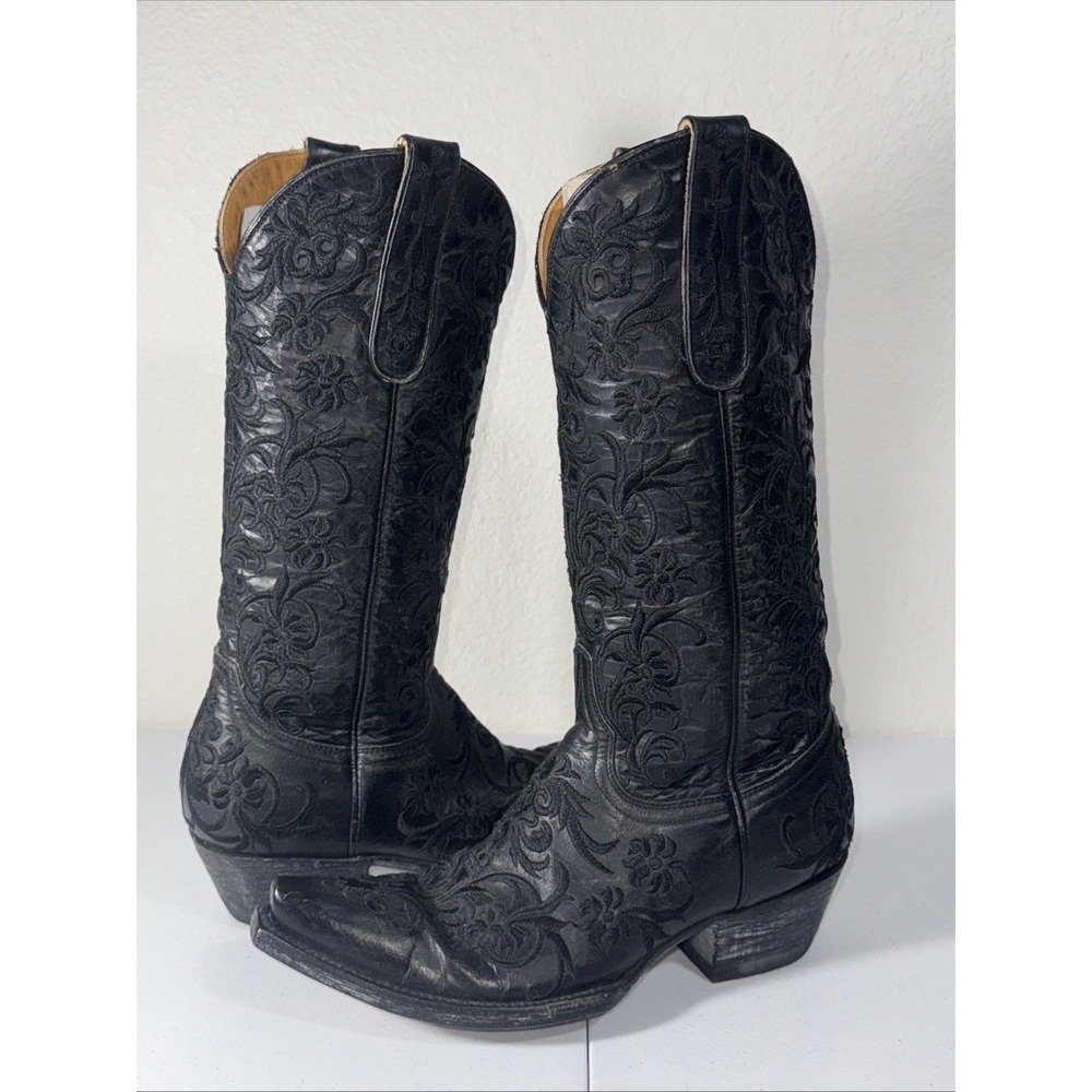 Old Gringo Clarise Black Leather Embroidered Cowgirl Boots Snip Toe Size 6.5 B